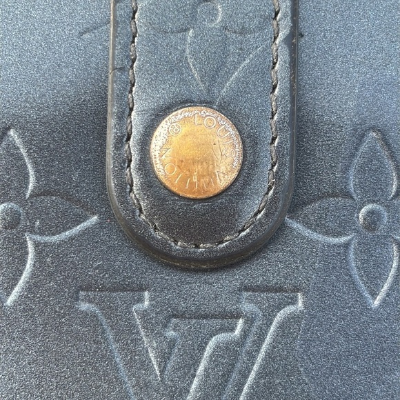 Louis Vuitton Vernis Porte Monnaie Viennois Bifold Kiss Lock Vintage Wallet Blue - Picture 12 of 16